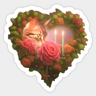 Valentine's Day Cat Heart Sticker